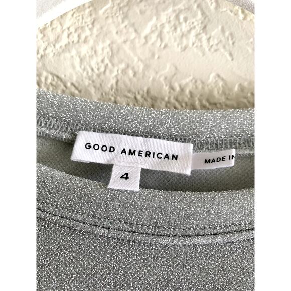 Good American Sparkle Crop Cover-Up Tee in Silver XL NWT - Picture 6 of 10